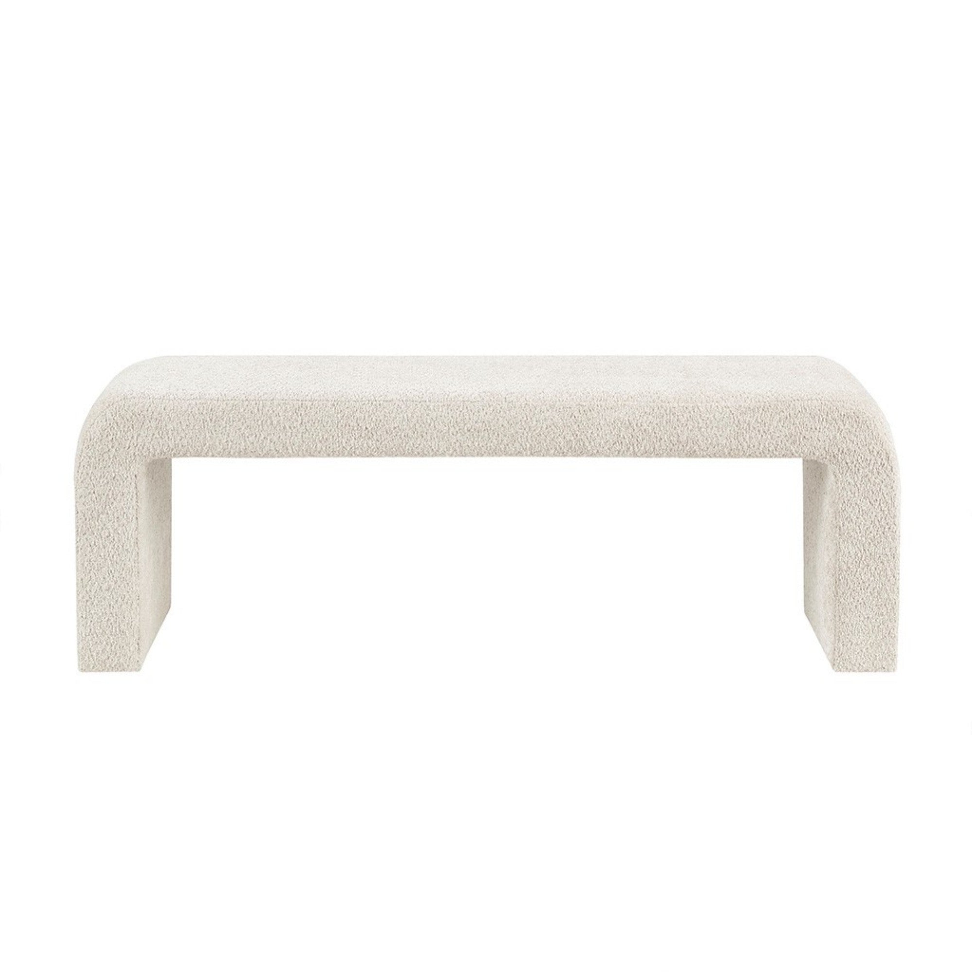 Modern Contemporary Waterfall Bench Cream Solid Wood 52'W