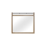 Elegant Sand Colored Poster Mirror with Beveled Glass and Metal Accents