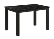 1pc Black Faux Marble Black Finish Rectangular Dining Table Wooden Dining Room Furniture Modern Contemporary