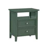 Weston Vintage Green 2 Drawer Nightstand with Nickel Knobs