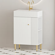 21.6' Open-shelving Bathroom Vanity with Ceramic Sink and Soft-Closing Door, Cloakroom Open Shelf Storage Cabinet on the Right Side, Assembly Required, White 24VB06-21WHR***CONTACT SELLER FOR STOCK***