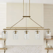 5-light Linear Chandelier with Textured Glass Shades