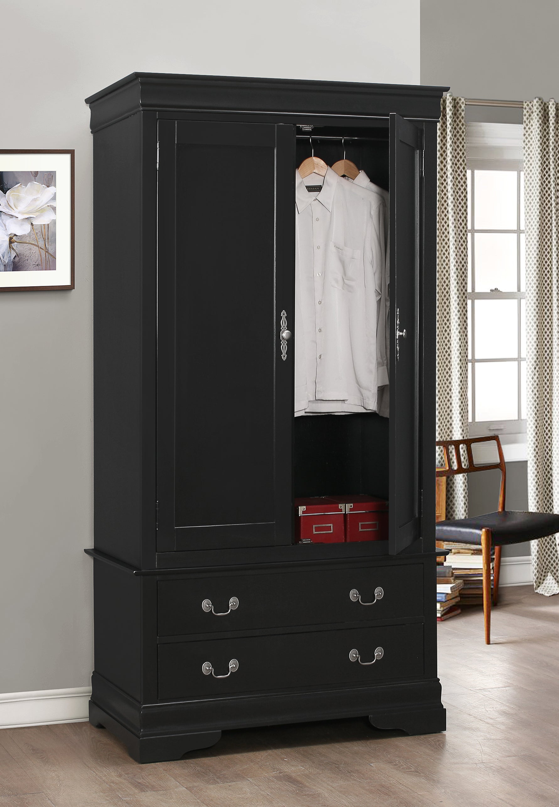 Elegant Black Traditional Armoire