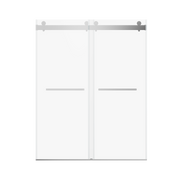 Frameless Double Sliding Soft-Close Shower Door in Chrome with Tempered Glass, Adjustable 56-60 inches W x 76 inches H