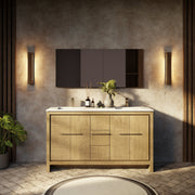 Rustic Acacia Double Bath Vanity 60 in. W x 20 in. D, with Cultured Marble Top