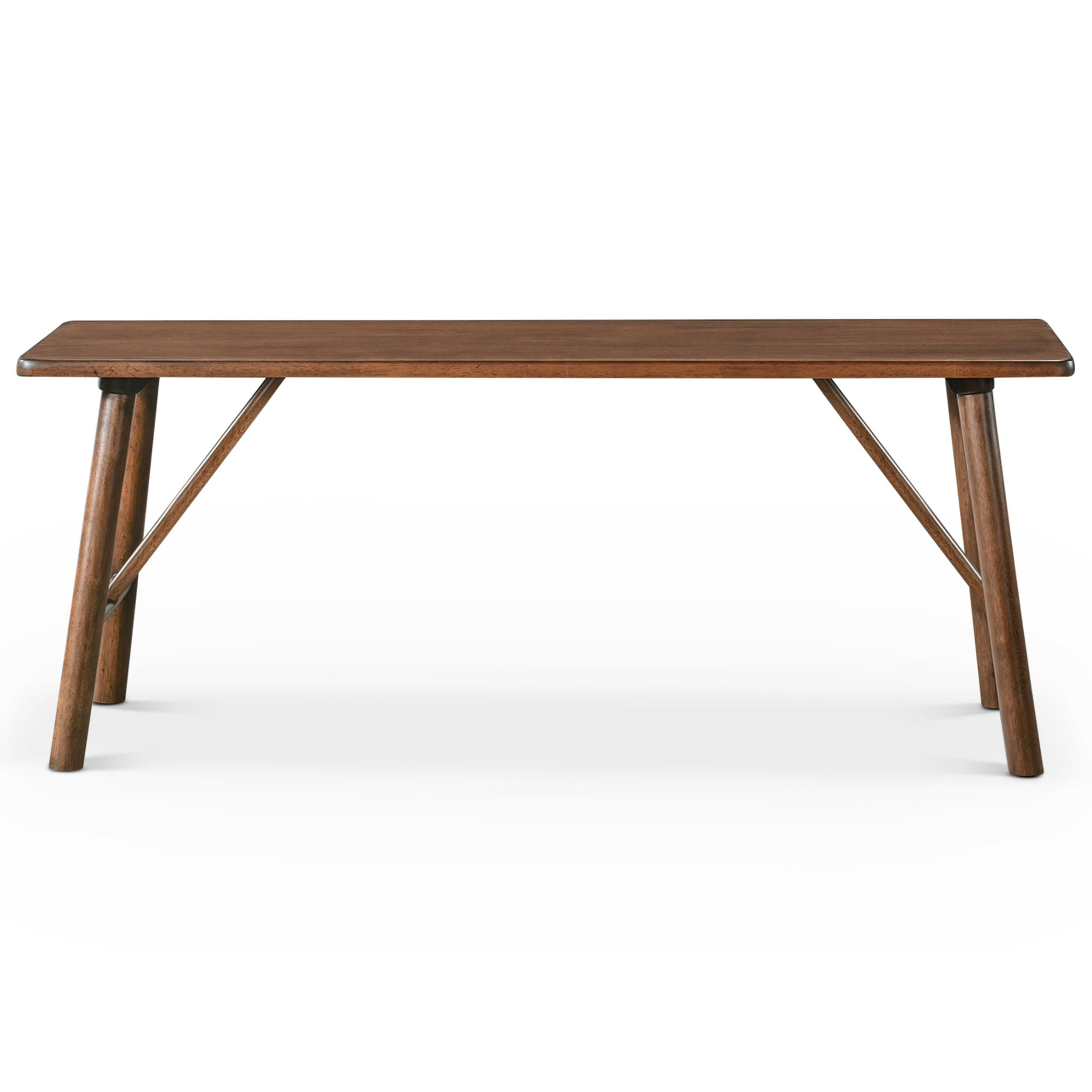 Versatile Solid Wood Molly Bench with Mid-Century Design in Walnut Brown 17.7'' H x 43.3'' W x 13'' D