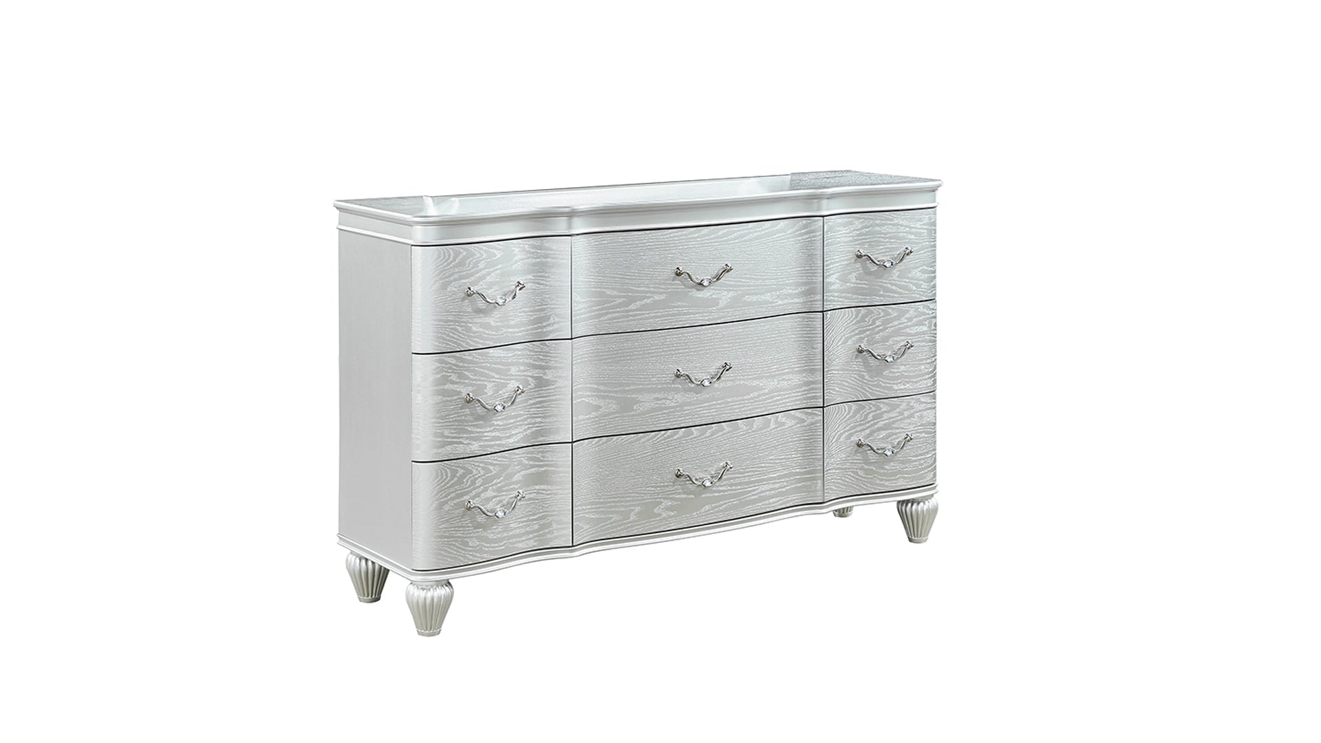 Landmark Traditional Style 9-Drawer Dresser With metal drawer pulls Made with Wood in Silver. (INCLUDES DRESSER ONLY) same as G150109014 (NJ inventory)