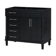 36'' Bathroom Vanity without Sink, Freestanding Bathroom Storage Cabinet with 2 Drawers and a Tip-out Drawer, Solid Wood Frame Vanity Only, Height Adjustable Shelf  ( NOT INCLUDE SINK)