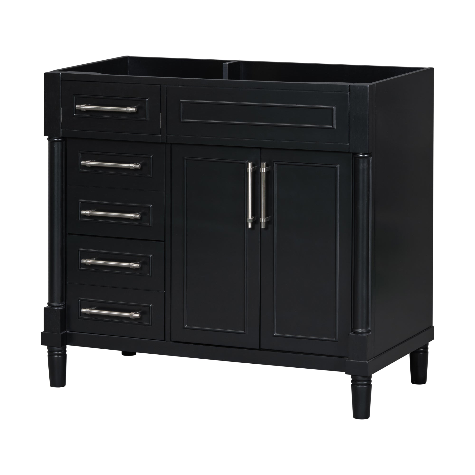 36'' Bathroom Vanity without Sink, Freestanding Bathroom Storage Cabinet with 2 Drawers and a Tip-out Drawer, Solid Wood Frame Vanity Only, Height Adjustable Shelf  ( NOT INCLUDE SINK)