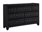 Sophia Modern Style Crystal Tufted Upholstery 7-Drawer Dresser finished with Velvet Fabric made with Wood in Black (INCLUDES DRESSER-MIRROR NOT INCLUDED) same as 808857844910 (CA inventory)
