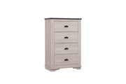1pc Contemporary Four Drawers Chest Bed Side Cabinet Wooden Furniture Rustic Chalk Gray Color