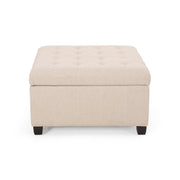 ISABELLA Ottoman Storage Solution in Wheat Fabric with Birch Legs