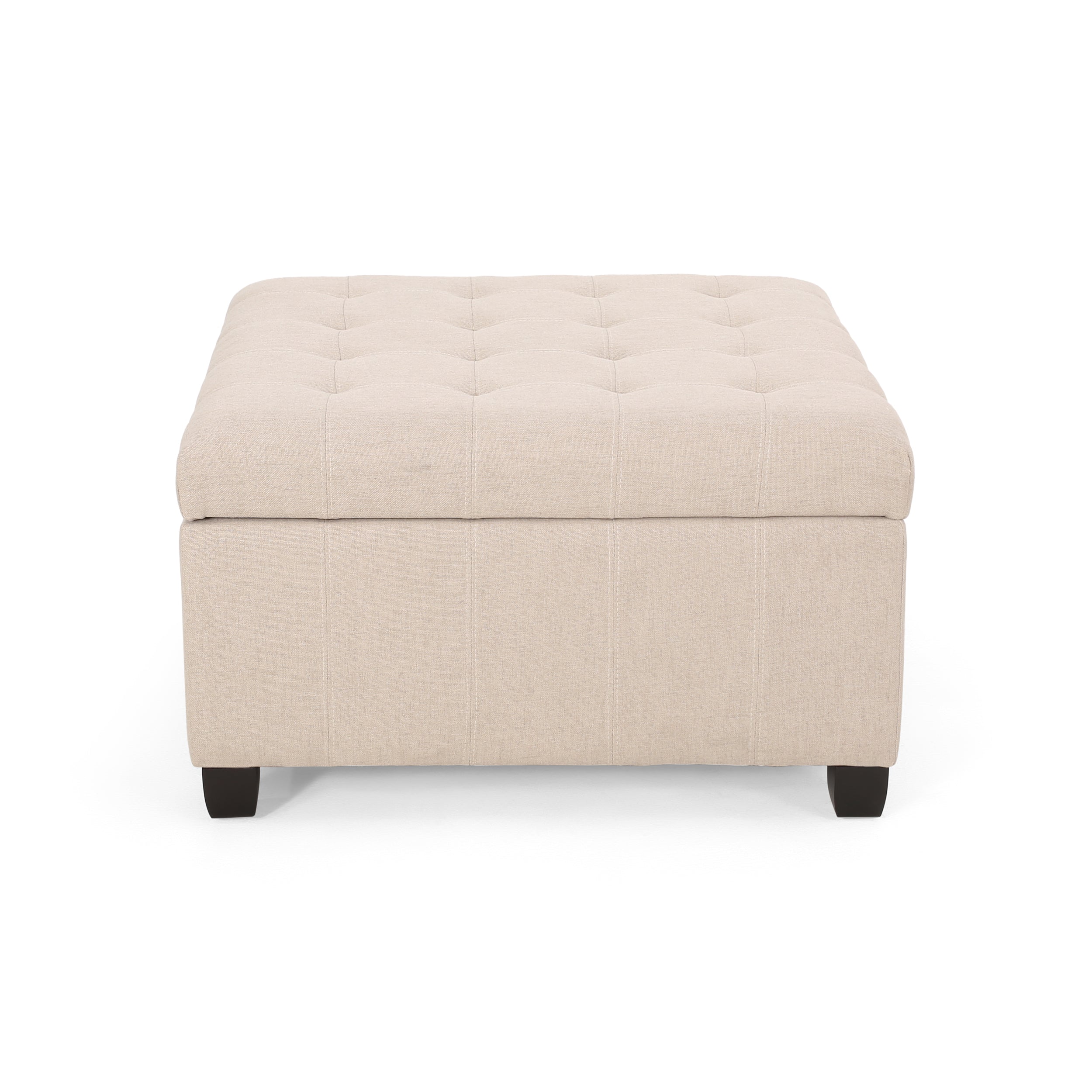ISABELLA Ottoman Storage Solution in Wheat Fabric with Birch Legs