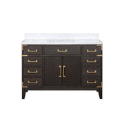 Brown Oak Single Bath Vanity 48 in. W x 22 in. D, with Carrara Marble Top