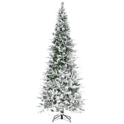 HOMCOM 9' Unlit Snow Flocked Pine Artificial Christmas Tree with Realistic Branches and 1159 Tips, Green