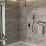 Dual Shower Head - 16 Inch Ceiling Mount Square Shower System with Rough-in Valve, Oil Rubber Bronze Finish