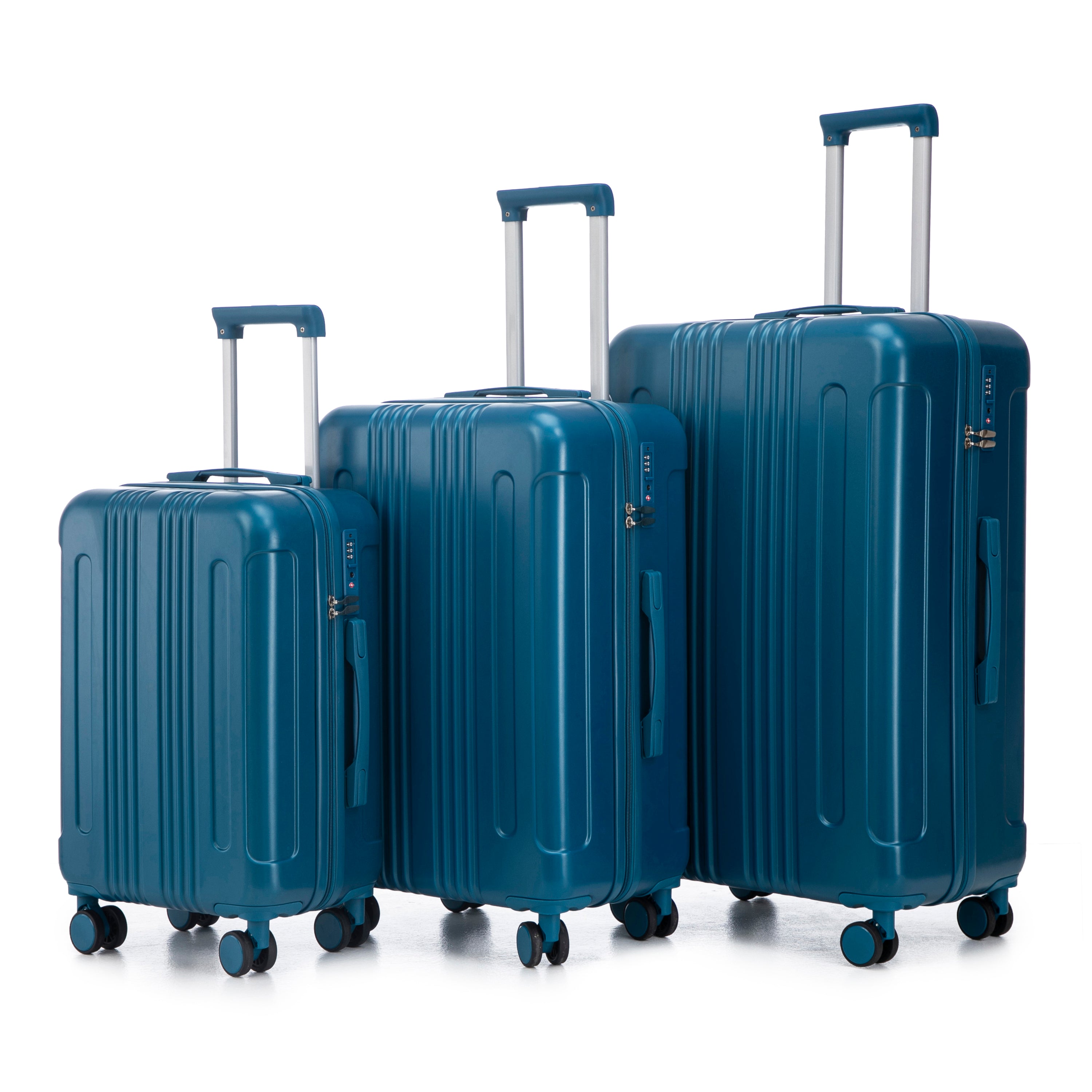 20'/24'/28' 3 pcs/set in ABS Spinner Wheel Luggage, Carry on Suitcase, Matching Color, TSA Combination Lock (Dark Blue)