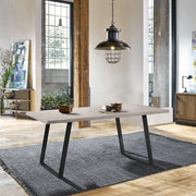 Palindra Contemporary Dining Table in Gray Powder Coated Finish with Cement Gray Top