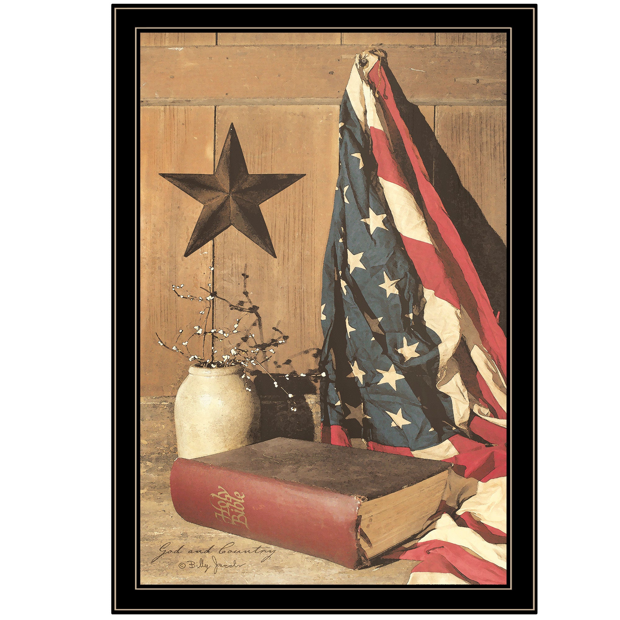 'God and Country' by Billy Jacobs, Ready to Hang Framed Print, Black Frame