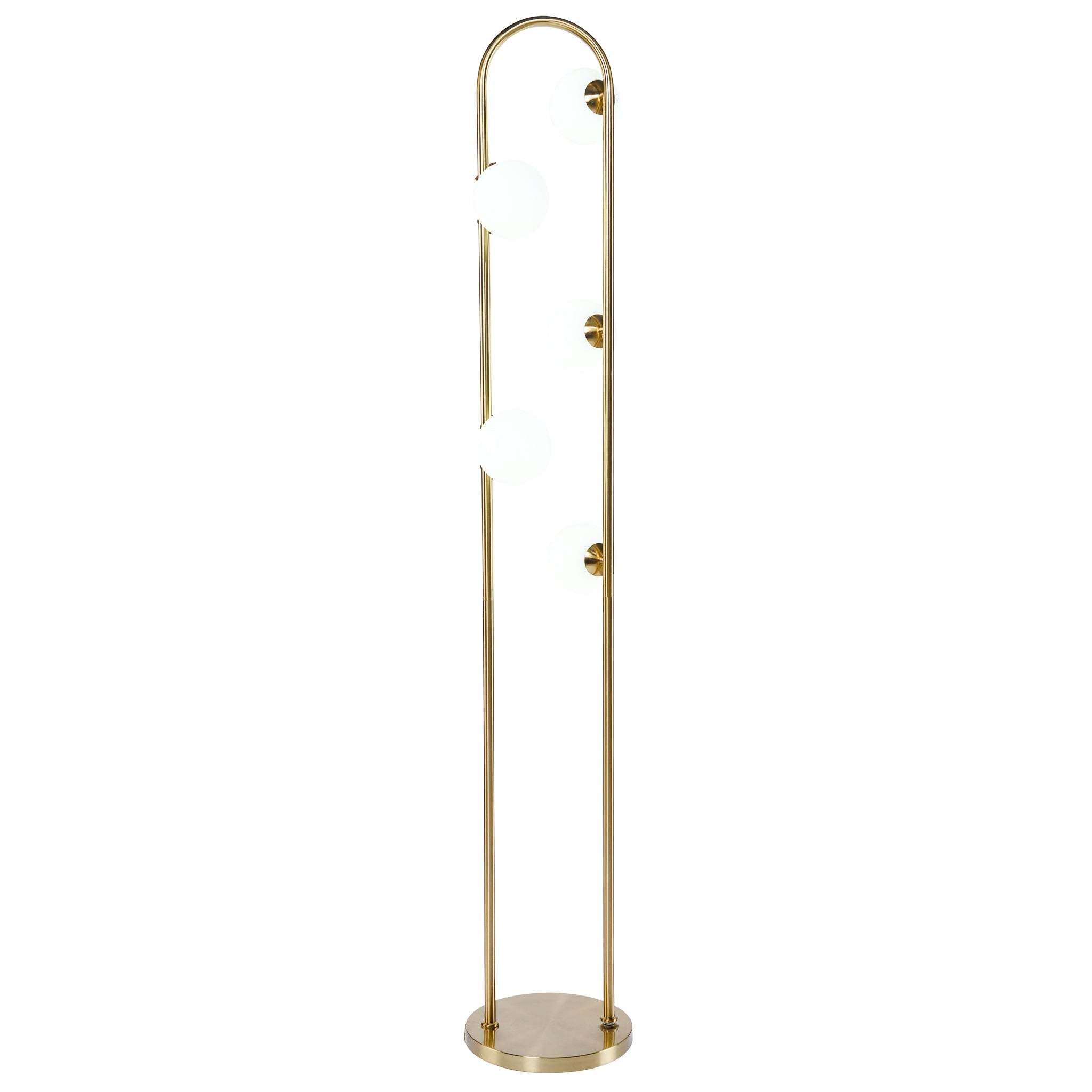 Artema Modern Floor Lamp for Living Room, Tall Corner Lamp with White Shade, Metal Gold Finish