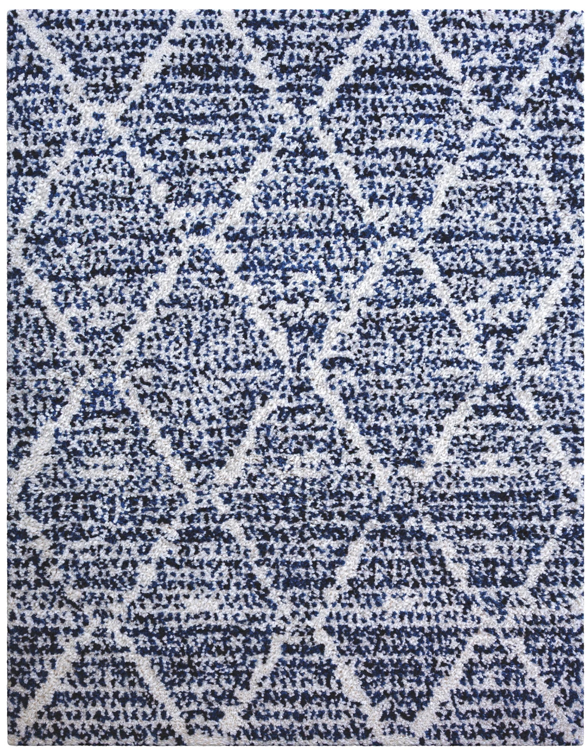 Dani Royal Blue and White Polyester Area Rug