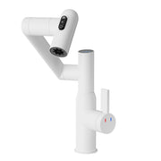 Modern Bathroom White Sink Faucet with Spray Function, Temperature Display, Anti-Skid Switch, Brass, 7.87 in.