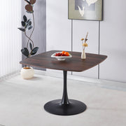 42 Inch Square Dining Table for 4-6 Person, Mid-Century Modern Tulip Table with Sturdy Metal Pedestal Base, Walnut Brown MDF Tabletop, Kitchen & Breakfast Table for Small Space, Apartment, Dining Room