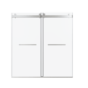 Frameless Double Sliding Soft-Close Shower Door, Chrome, 3/8 inches Tempered Glass, 68-72 inches x 76 inches