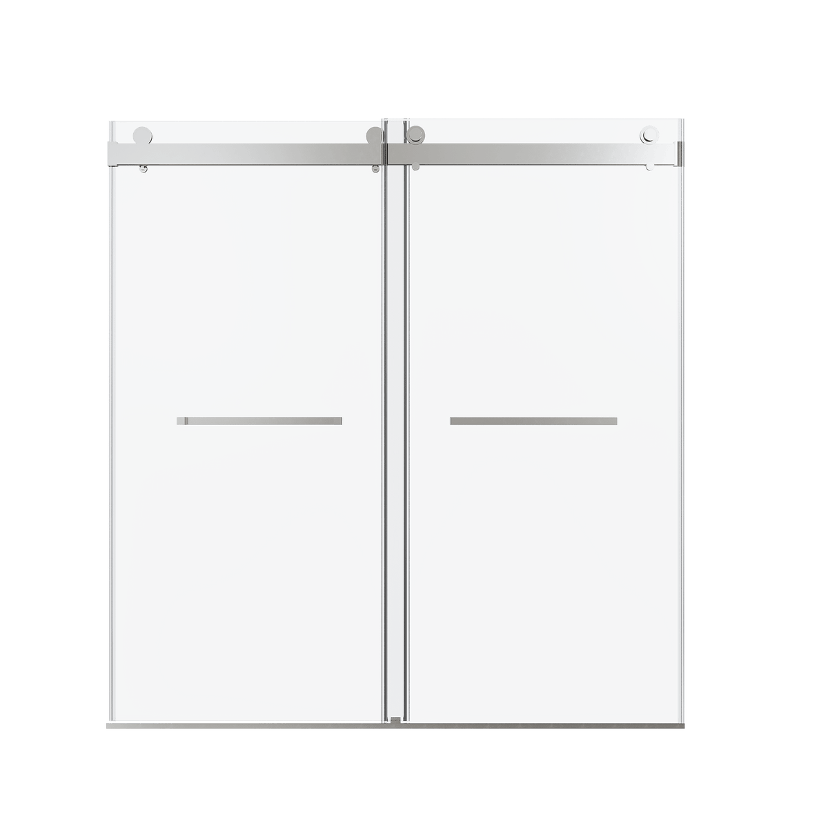 Frameless Double Sliding Soft-Close Shower Door, Chrome, 3/8 inches Tempered Glass, 68-72 inches x 76 inches