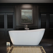 60'' Acrylic Freestanding Bathtub, Stand Alone Bath Tub with Toe-Tap Chrome Drain and Classic Slotted Overflow, cUPC Certified, Glossy White 25A04-60