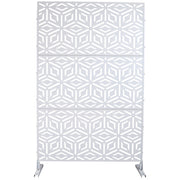 Outdoor & Indoor Privacy Screen Metal Privacy Screen 76' H×48' W, Freestanding Decorative Privacy Screen for Deck Balcony Patio, Privacy Fence Panels for Outside Lawn Garden PS115 WHITE