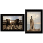 'By The Sea By'' 2-Piece Vignette By Lori Deiter, Ready to Hang Framed Print, Black Frame