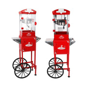 Popcorn Machine with Cart ,Wheels & 10 Oz Kettle Popcorn Maker  Measuring 3 plastic spoon Home Theater Popcorn Machine-Red