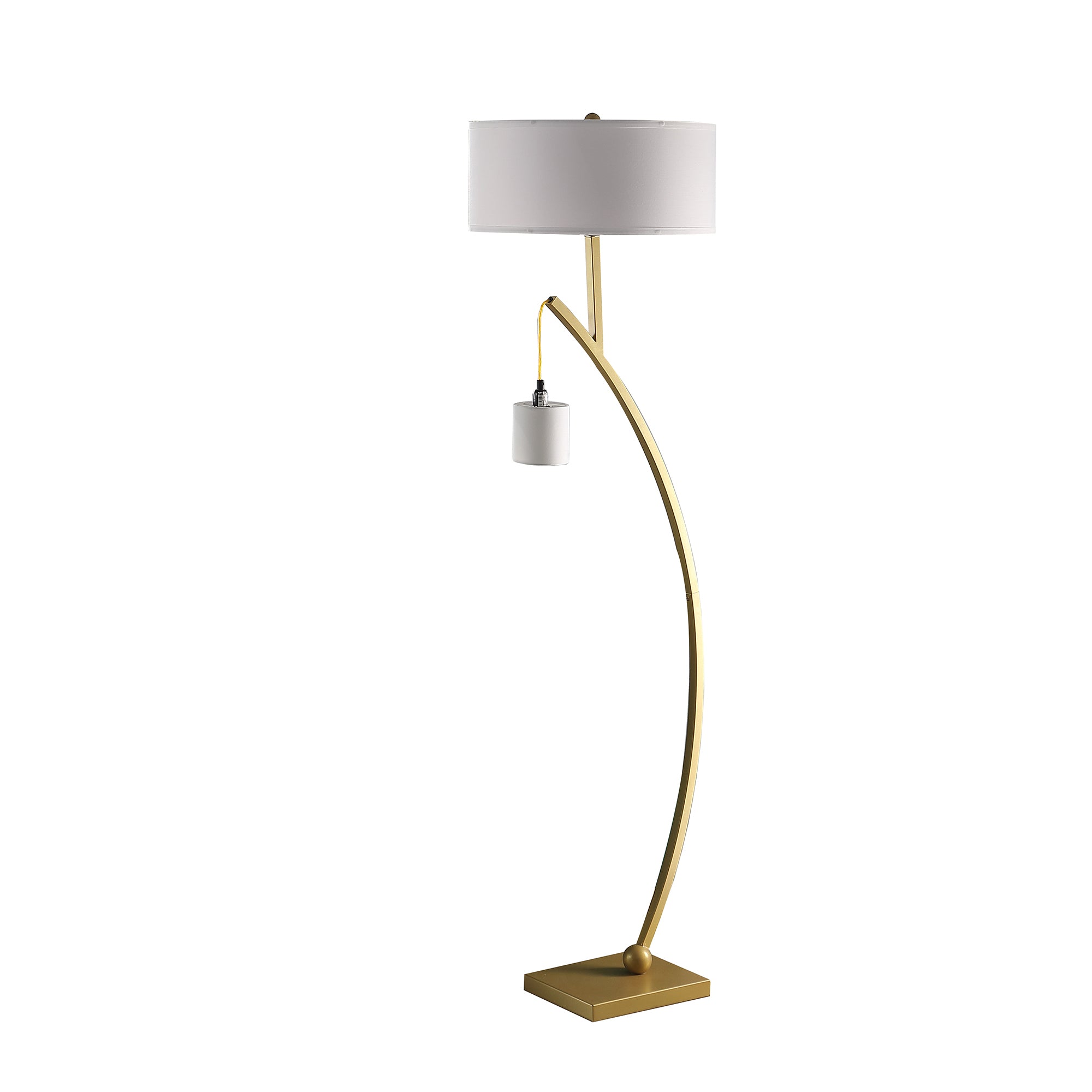 59' In Contemporary Dual Gold Arc W/ Hanging Pendelum Lamp Metal Floor Lamp