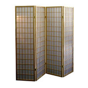 70' Tall 4-Panel Screen / Room Divider, Japanese Style with Natural Wood finish