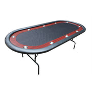 96' Light Series Foldable Poker Table with Wooden Racetrack Felt Stainless Legs Cup Holders Black