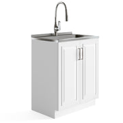 Darwin - Deluxe 28' Laundry Cabinet with Pull-out Faucet and Stainless Steel Sink - Pure White