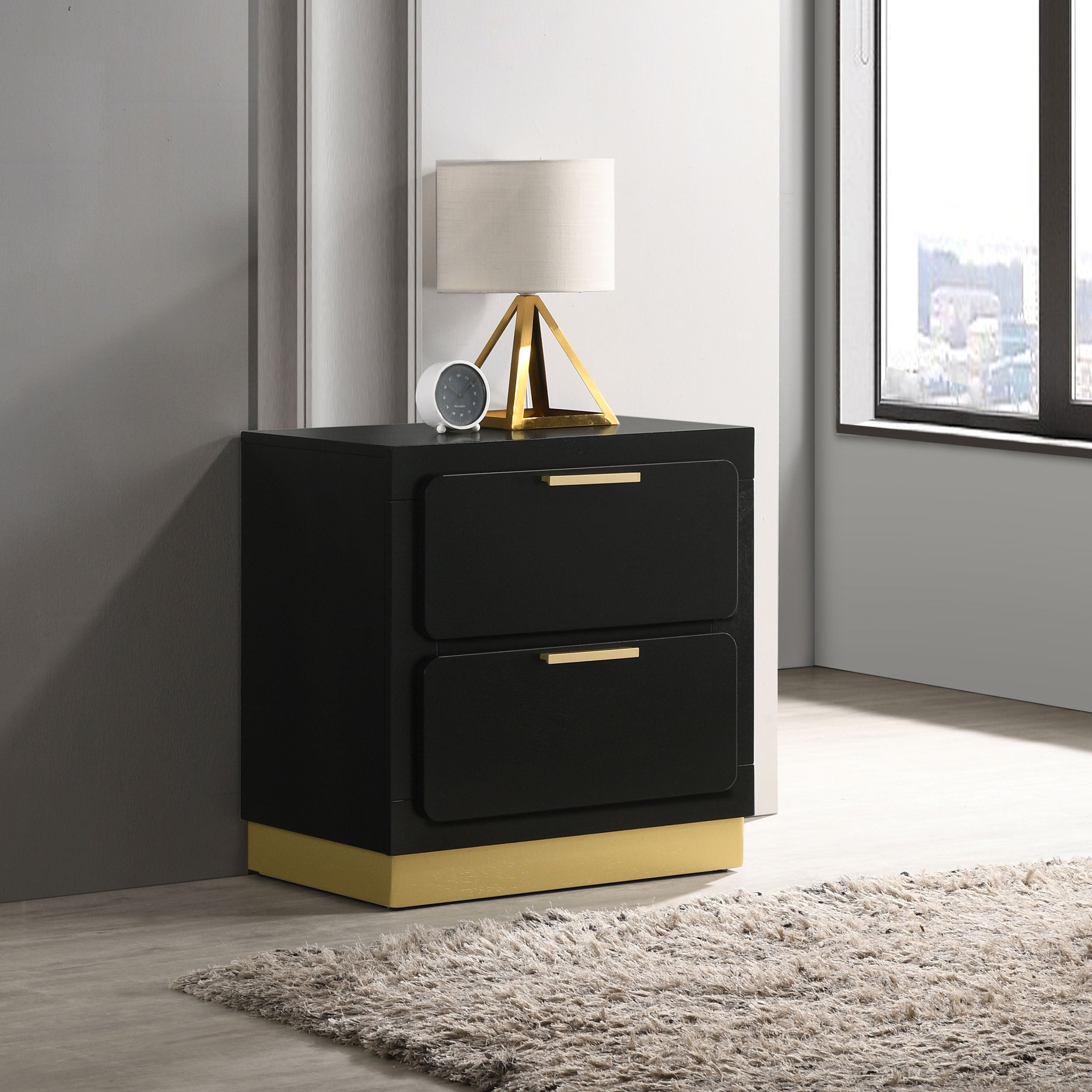 Sophia Black 2-drawer Nightstand