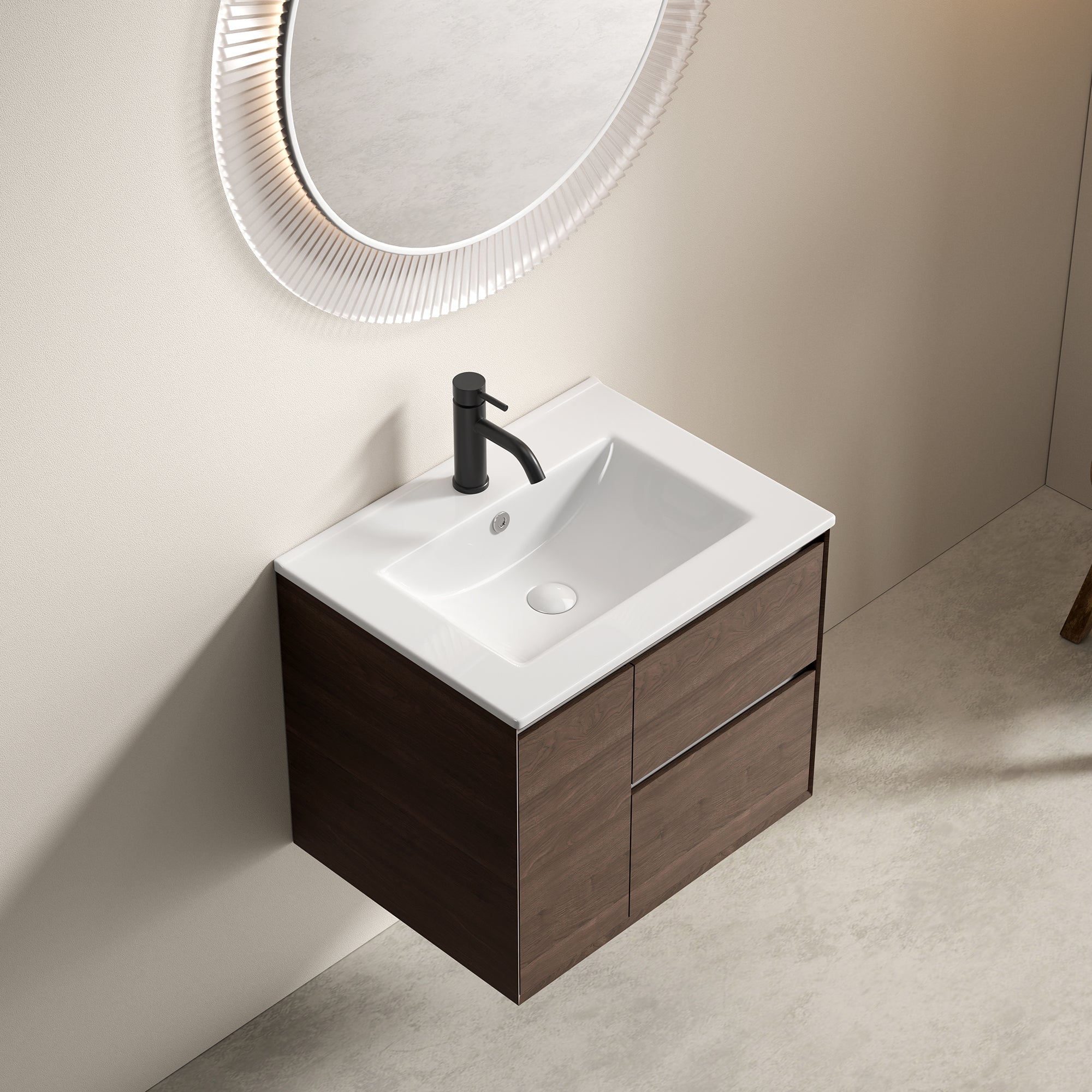 24 inch Bathroom Vessel Sink, Ceramic Bathroom Vanity Sink Top without Overflow,  Convenient for Storing Personal Items - Glossy White