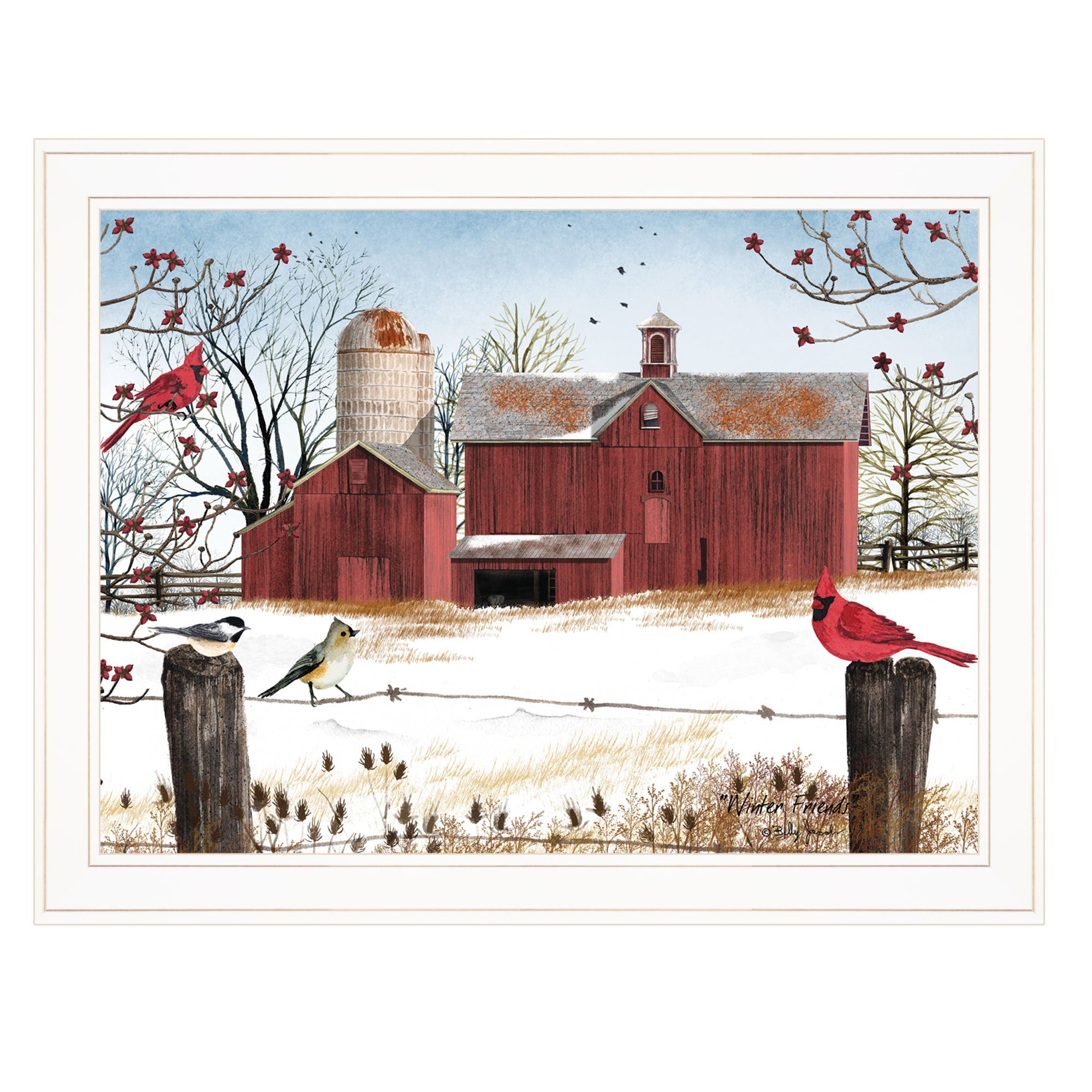 'Winter Friends' by Billy Jacobs, Ready to Hang Framed Print, White Frame