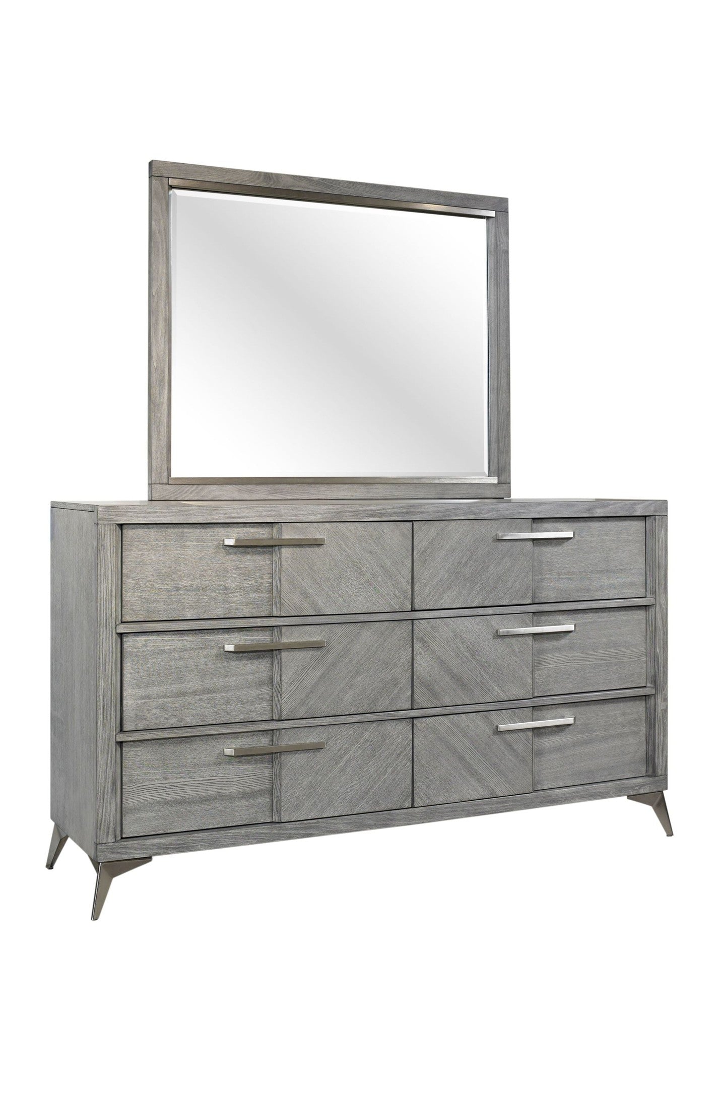 6 Drawer Dresser in Gray Book Matched Veneers