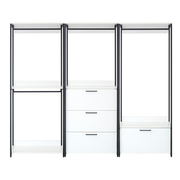 Fiona Freestanding Walk-In Wood Closet System with Metal Frame, White Melamine, 96x17.3x77.7 Inches