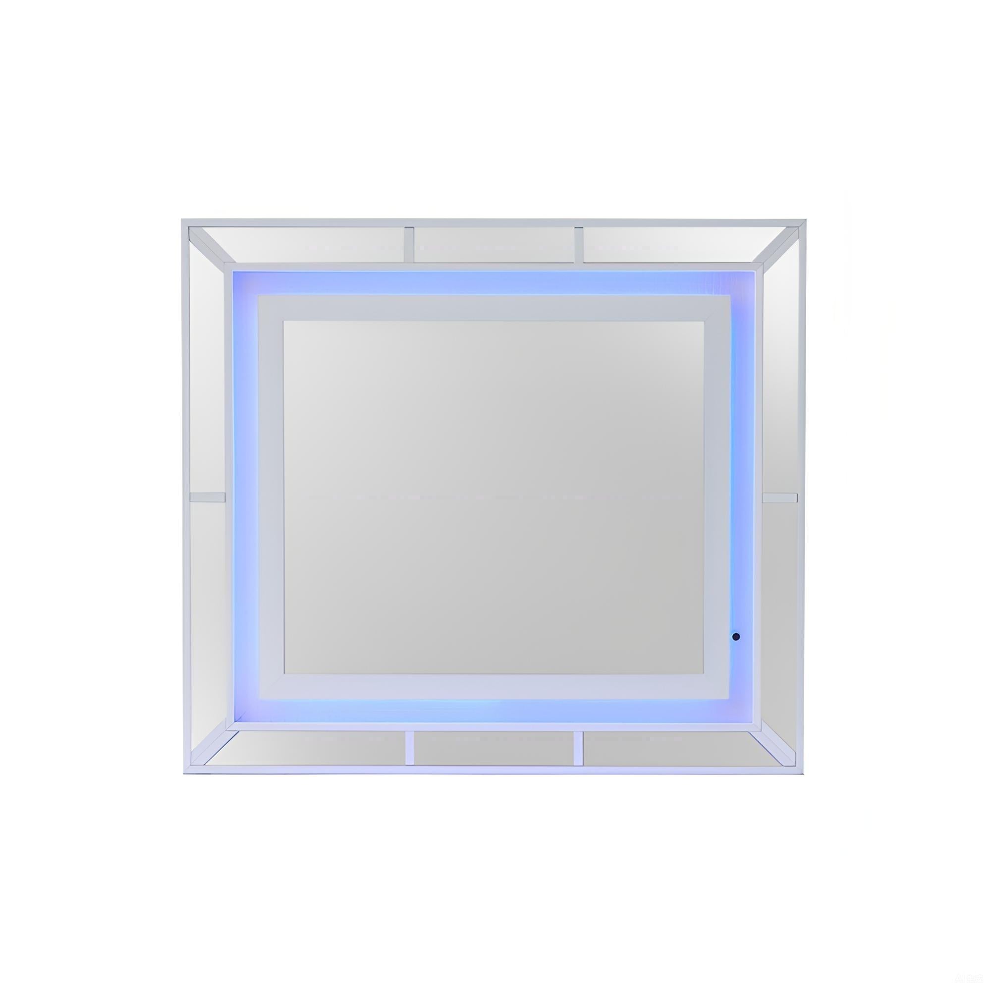 Hollywood Hills G8180-M LED Lit Mirror with Accents White Wood Veneer 43x33