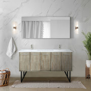 Rustic Acacia Double Bath Vanity 60 in. W x 20 in. D, White Quartz Top and Brushed Nickel Faucet Set