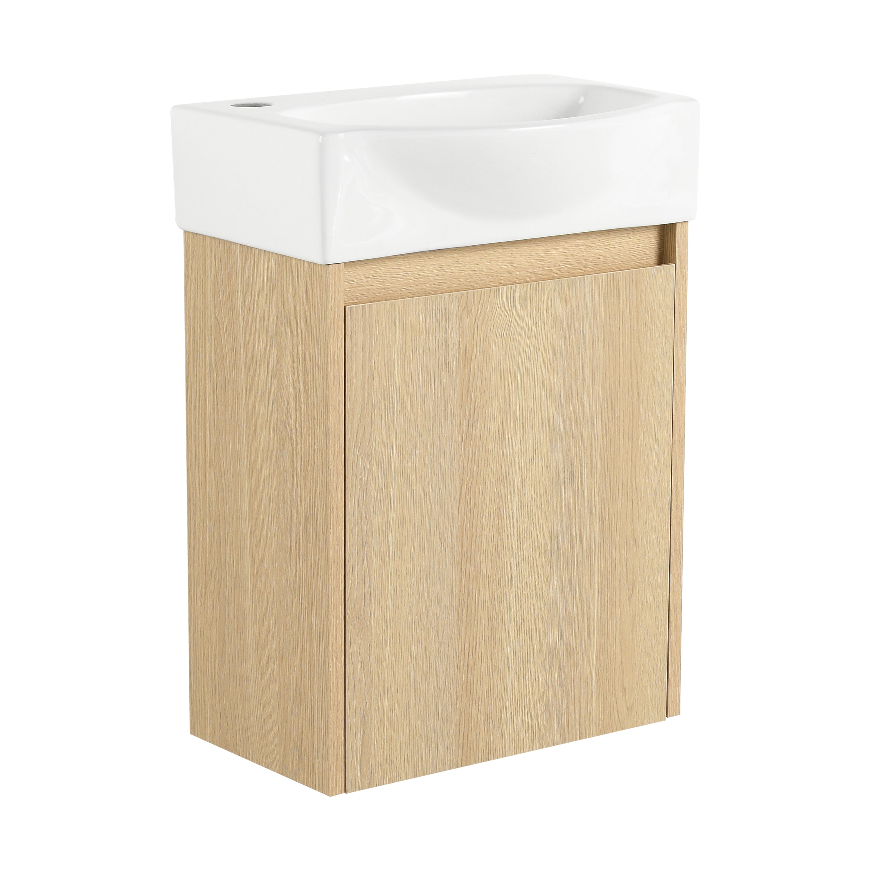 Modern Oak 16' Bathroom Vanity Sink Combo with Ceramic Sink and Cabinet for Small Spaces