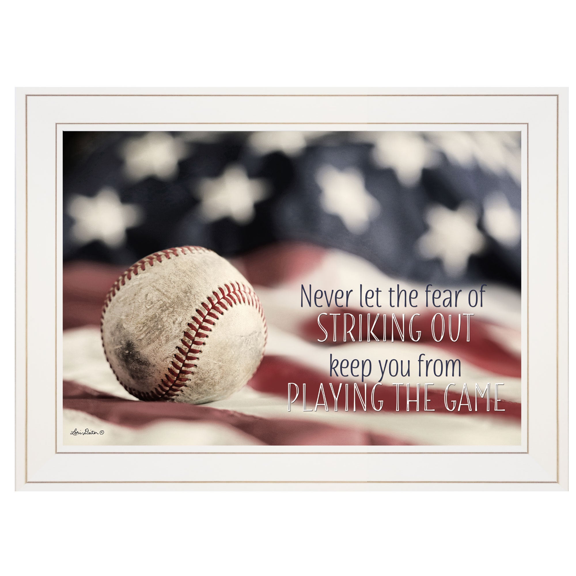 'Baseball - Playing the Game' by Lori Deiter, Ready to Hang Framed Print, White Frame