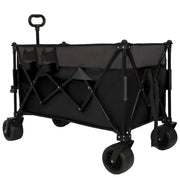 Extra Large 300L Tall Heavy-Duty Folding Wagon Cart with 480lbs Capacity – All-Terrain Wheels, Side Pockets, Brakes & Drink Holders for Camping, Beach, Sports, Gardening, Black- Gray