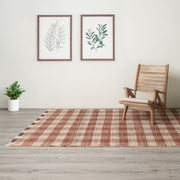 Area Rug, Jute Rug, Durable Dark Brown Plaid Rug, 5X7 ft