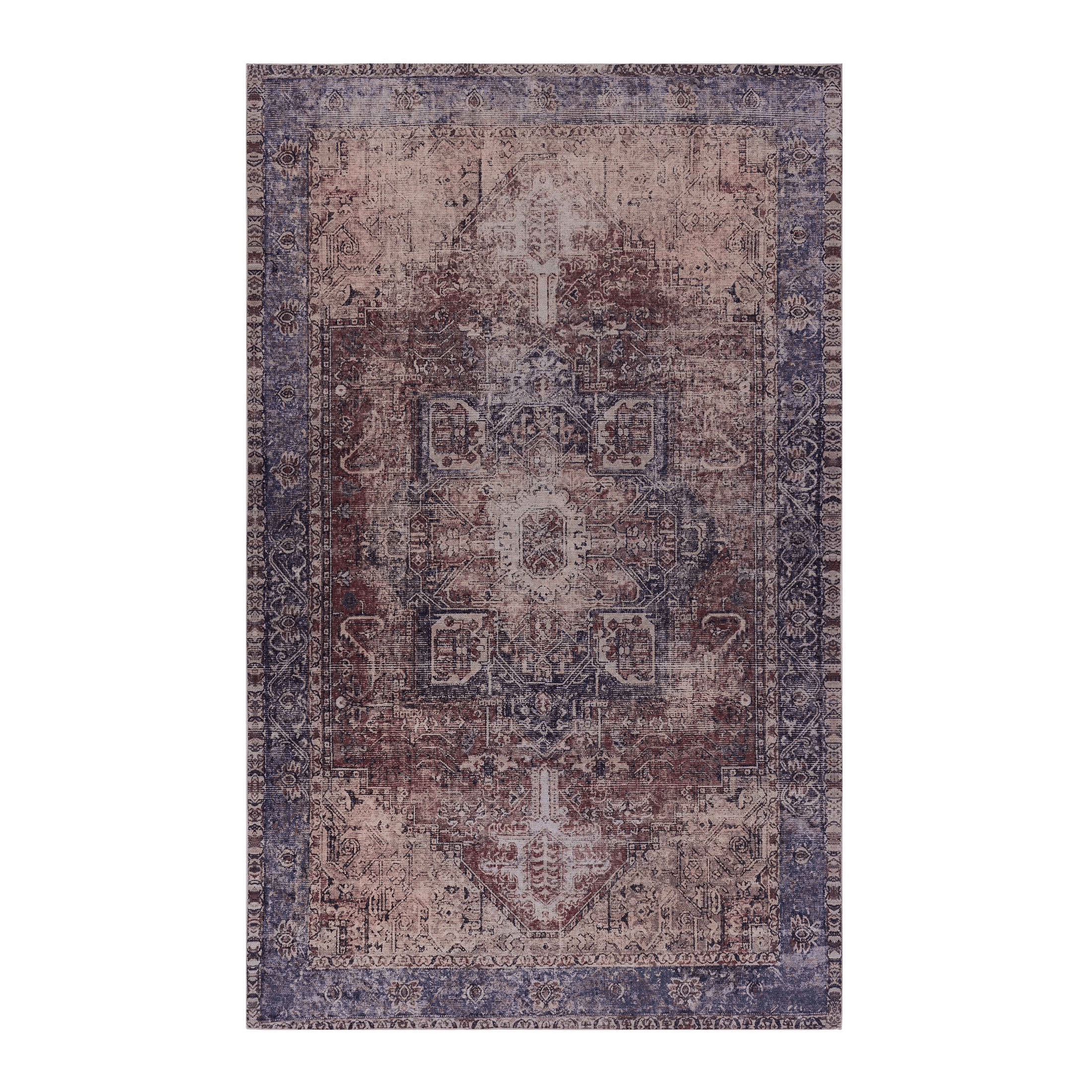MAVAL Burgundy Washable Rug 5x8 Area Rug (Burgundy, 5' x 8')