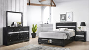Traditional Style Queen 4 PC Storage Bedroom Set in Black made with Wood
